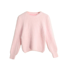 women hand knitted mohair sweater solid turtleneck long sleeve casual lady pullover thick warm loose women knitwear J4U66
