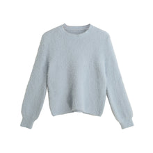 women hand knitted mohair sweater solid turtleneck long sleeve casual lady pullover thick warm loose women knitwear J4U66