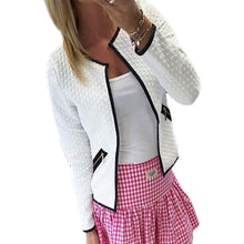 Fashion Women Open Stitch Coat Jacket Long Sleeve Casual Short Cardigan Zipper Pockets Slim Suit Outerwears Tops J4U66