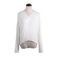 women sexy blouse cross ruched front deep v neck irregular hem long sleeve casual shirt women tops blusas J4U66