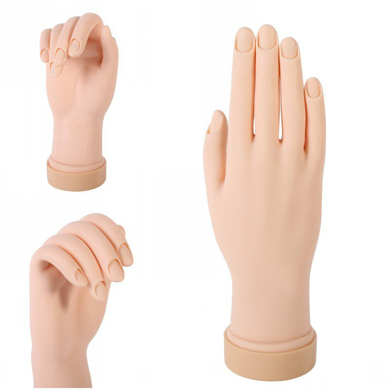 Soft Movable Flex Hand Nail Art Acrylic Gel Tips Design Practice Training Model J4U66