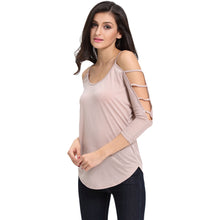 women strap sexy t-shirts off the shoulder roupas cutout 3 4 strappy sleeve backless club tee tops camisetas mujer J4U66
