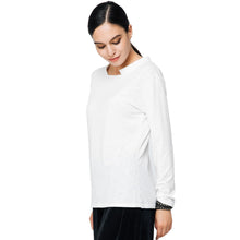 women t-shirts long sleeve o neck cut out loose casual top basic tee white camisetas mujer J4U66