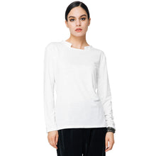 women t-shirts long sleeve o neck cut out loose casual top basic tee white camisetas mujer J4U66