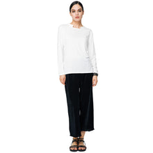 women t-shirts long sleeve o neck cut out loose casual top basic tee white camisetas mujer J4U66