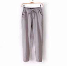 Women Trousers Chiffon Pants Casual Slim Drawstring Waist Pants Women Pants J4U66