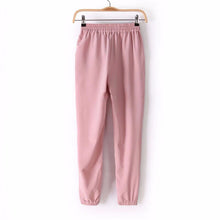 Women Trousers Chiffon Pants Casual Slim Drawstring Waist Pants Women Pants J4U66