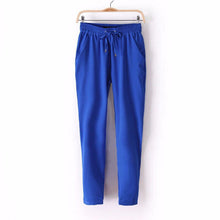 Women Trousers Chiffon Pants Casual Slim Drawstring Waist Pants Women Pants J4U66