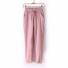 Women Trousers Chiffon Pants Casual Slim Drawstring Waist Pants Women Pants J4U66