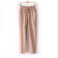 Women Trousers Chiffon Pants Casual Slim Drawstring Waist Pants Women Pants J4U66