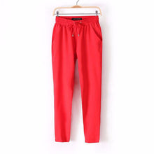 Women Trousers Chiffon Pants Casual Slim Drawstring Waist Pants Women Pants J4U66