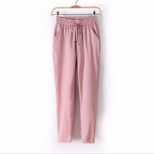Women Trousers Chiffon Pants Casual Slim Drawstring Waist Pants Women Pants J4U66