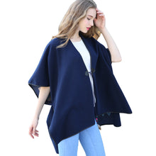 women warm cape geometric print feather straps open front shawl pashmina casual cardigan blue echarpe hiver femme J4U66
