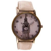 Fashion Women Wristwatch Tower Pattern Retro Clock Quartz Analog Watch Cowboy Leather Band Women Dress Relogio Ladies Clock J4U66