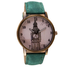Fashion Women Wristwatch Tower Pattern Retro Clock Quartz Analog Watch Cowboy Leather Band Women Dress Relogio Ladies Clock J4U66