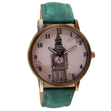 Fashion Women Wristwatch Tower Pattern Retro Clock Quartz Analog Watch Cowboy Leather Band Women Dress Relogio Ladies Clock J4U66