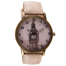 Fashion Women Wristwatch Tower Pattern Retro Clock Quartz Analog Watch Cowboy Leather Band Women Dress Relogio Ladies Clock J4U66