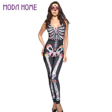 funny halloween women bodycon jumpsuit sexy skeleton tank playsuit fancy club rompers womens skull catsuit carnival clothes J4U66