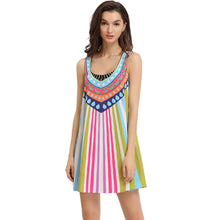 geometric print dress plus size vestidos women beach dress o neck sexy casual boho dresses vestido de festa J4U66