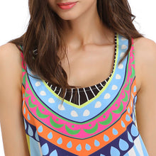 geometric print dress plus size vestidos women beach dress o neck sexy casual boho dresses vestido de festa J4U66