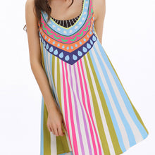 geometric print dress plus size vestidos women beach dress o neck sexy casual boho dresses vestido de festa J4U66