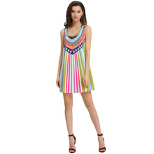 geometric print dress plus size vestidos women beach dress o neck sexy casual boho dresses vestido de festa J4U66