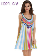 geometric print dress plus size vestidos women beach dress o neck sexy casual boho dresses vestido de festa J4U66