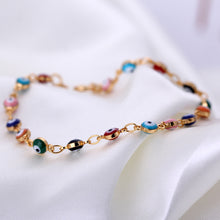 gold plated copper bracelets for women bracelet bangle withcolorful eye like beads for woman girls wedding party gift J4U66