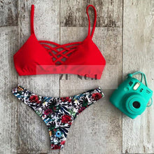 hot women sexy black red strappy push up bikini bandage padded brazilian swimwear swimsuit3 J4U66