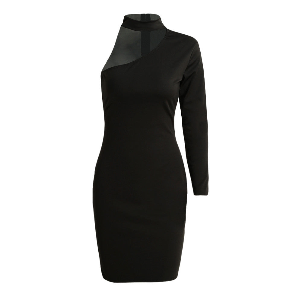 halter women bodycon sexy white midi dress one shoulder lady black dress slim club runway dress solid vestido curto J4U66