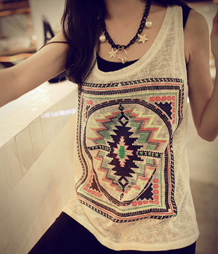 Womens Retro Sleeveless Slim Fitness Blouse T-shirt VTank Tops Girl Cute Tees Ladies Top J4U66