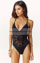 hot black white navy striped padded strap monokini bandeau one piece swimsuit vintage bathing suits J4U66