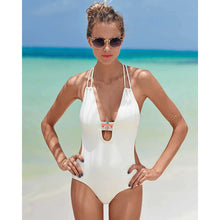 hot black white navy striped padded strap monokini bandeau one piece swimsuit vintage bathing suits J4U66