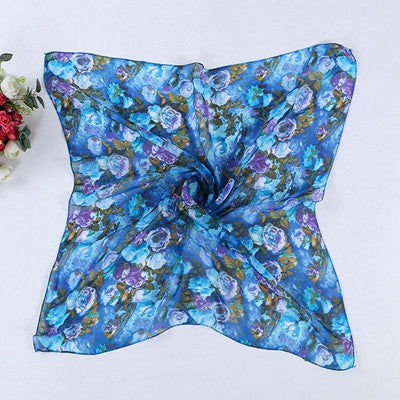 Chiffon Square Women Scarf,Bohemian Multicolor Silk Ladies Scarves,Fashion Vintage Foulard Women  J4U66