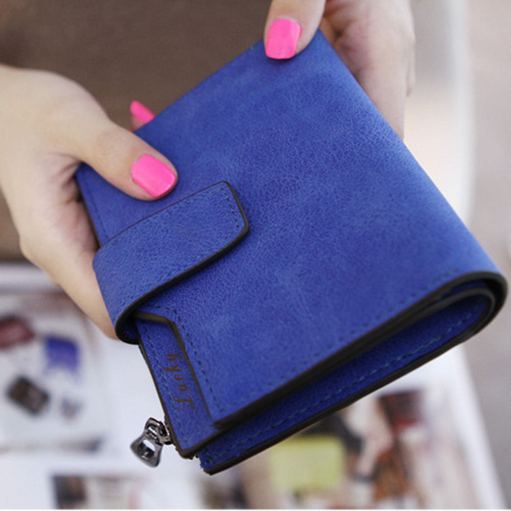 Korea Simple Women Mini Grind Magic Bifold Faux Leather Wallet Credit Card Holder Short Wallet Purse BU J4U66