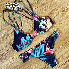 style bikini sets small and pure and fresh beachwear women garden floral halter bikini set beach suit J4U66