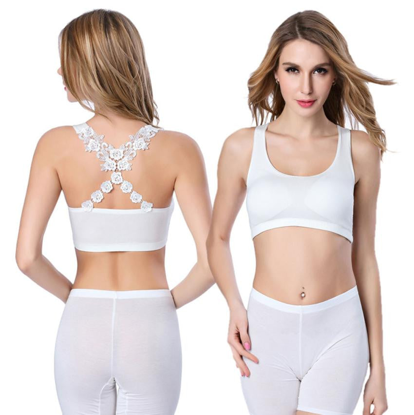 Women Tank Top Sexy Back Embroidery Lace Bra Crop Top VStretch Women's Tanks monkingtop Brand J4U66