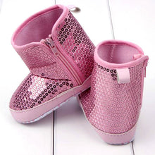 Sequin Baby Girl High Boots Soft Sole Anti Slip Warm Toddler Girls Shoes First Walkers J4U66