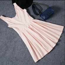 Style Sexy Women Dress Deep V-Neck Backless Sleeveless Pink Dresses Evening Party Slim A-line Dress J4U66
