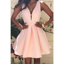Style Sexy Women Dress Deep V-Neck Backless Sleeveless Pink Dresses Evening Party Slim A-line Dress J4U66