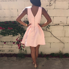 Style Sexy Women Dress Deep V-Neck Backless Sleeveless Pink Dresses Evening Party Slim A-line Dress J4U66