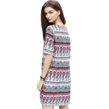 women boho dress tribal print sundress short sleeve mini dress o neck casual beach dress red vestidos J4U66