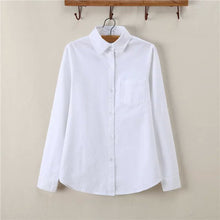 women shirts solid point collar long sleeve blouses women chest pocket casual tops blouse blusas J4U66