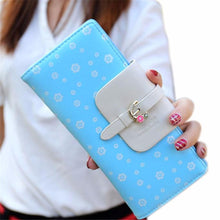 Women Zipper Long Purse Wallet Credit Card Holder Cute Floral Print Standard Wallet Handbag J4U66
