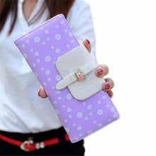 Women Zipper Long Purse Wallet Credit Card Holder Cute Floral Print Standard Wallet Handbag J4U66