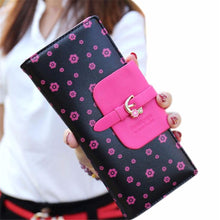 Women Zipper Long Purse Wallet Credit Card Holder Cute Floral Print Standard Wallet Handbag J4U66