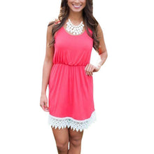 Women Ladies Sleeveless Vest Tank Mini Dress Tunic Lace Sundress LE2 J4U66