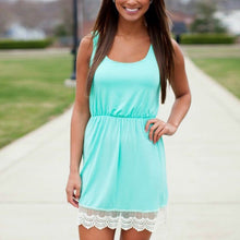 Women Ladies Sleeveless Vest Tank Mini Dress Tunic Lace Sundress LE2 J4U66