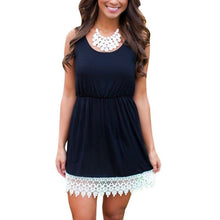 Women Ladies Sleeveless Vest Tank Mini Dress Tunic Lace Sundress LE2 J4U66