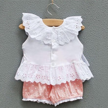 Sweet Baby Kids Girls 2pcss Outfit Clothes Ruffled T-shirt Tops + Dot Pants Suit Clothing Sets J4U66